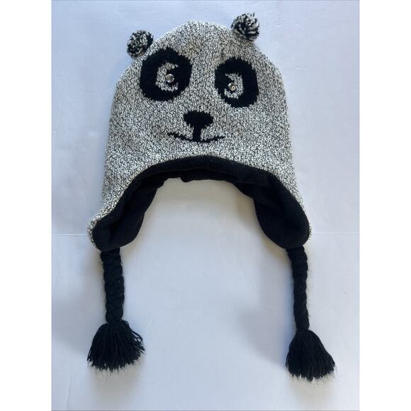 Women’s Knit Winter Grey Panda Hat One Size - Picture 1 of 6